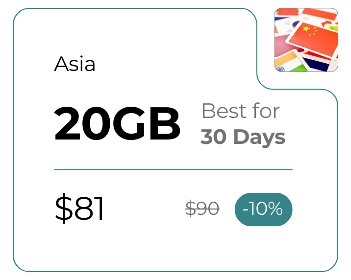 Asia 20 GB 30 Days