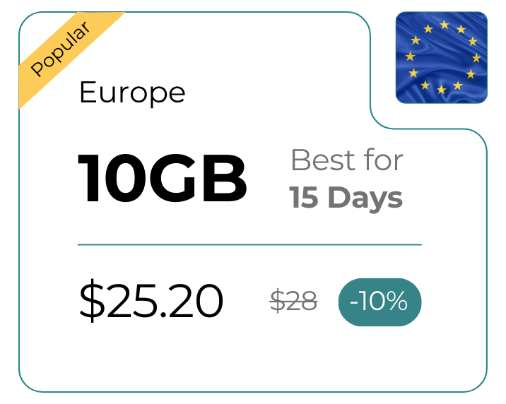 Europe 10 GB 30 Days