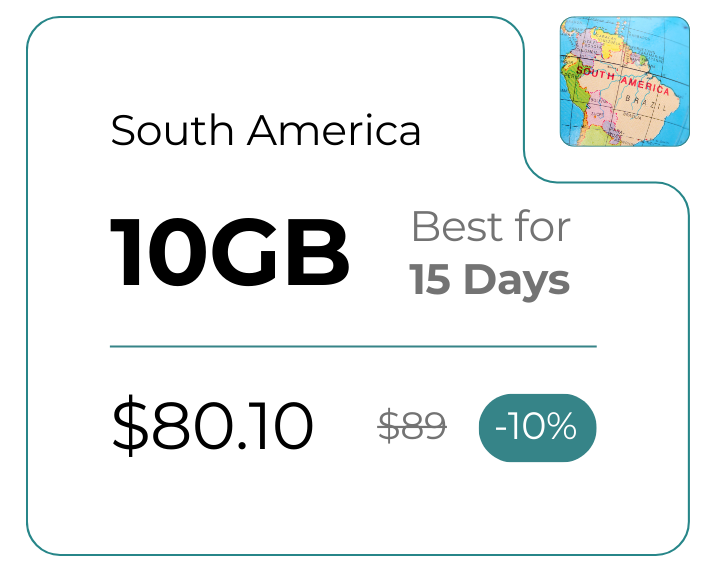 South America 10 GB 30 Days